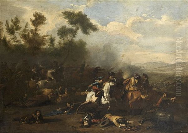 Scene D'escarmouche Oil Painting by Jan van Huchtenburg