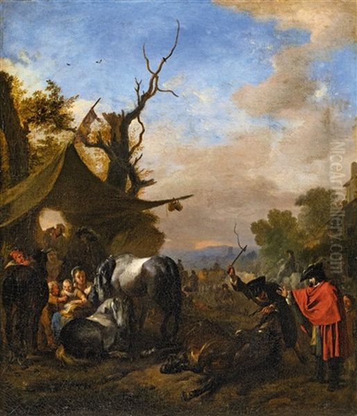 Landscape With Horsemen Oil Painting by Jan van Huchtenburg