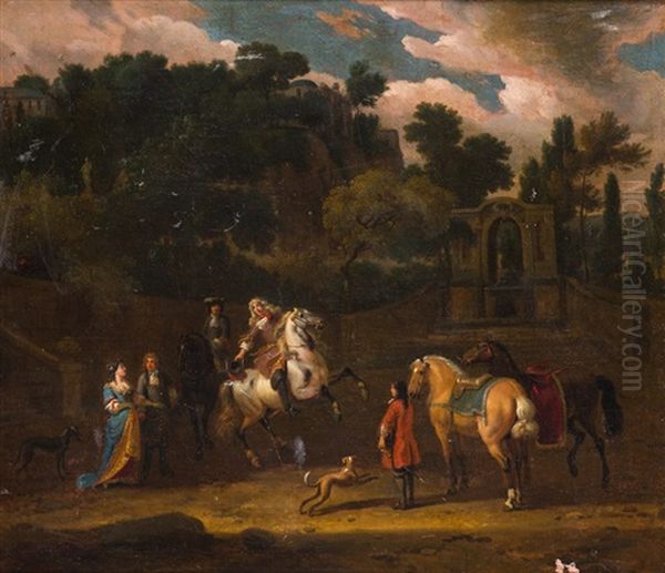 Figuras Elegantes En Un Parque Oil Painting by Jan van Huchtenburg