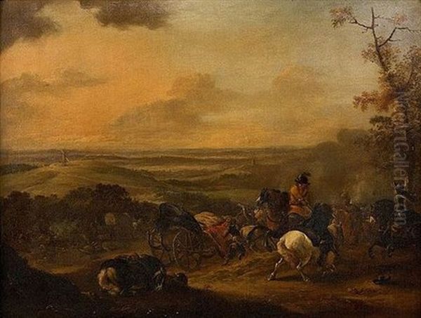 Choc De Cavalerie Oil Painting by Jan van Huchtenburg