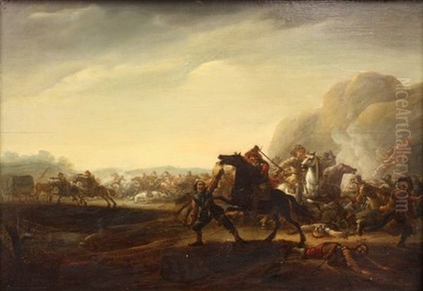 Battle Scene Oil Painting by Jan van Huchtenburg