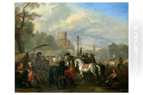 Mercato Di Cavalli Oil Painting by Jan van Huchtenburg