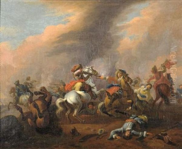 Choc De Cavalerie Oil Painting by Jan van Huchtenburg