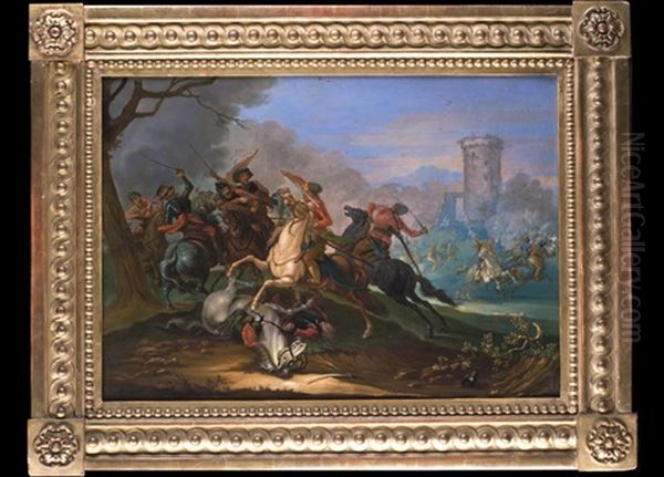 Reitergefecht Aus Den Turkenkriegen Oil Painting by Jan van Huchtenburg