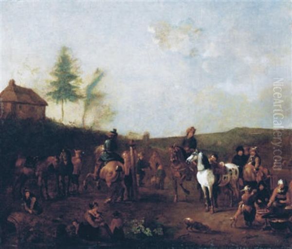 Cossacks Schooling Horses Oil Painting by Jan van Huchtenburg