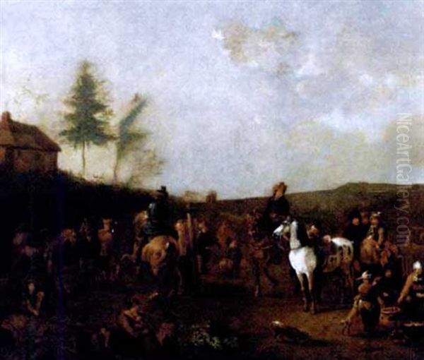 Cossacks Schooling Horses Oil Painting by Jan van Huchtenburg