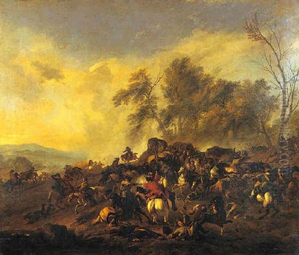 Charge De Cavalerie Oil Painting by Jan van Huchtenburg