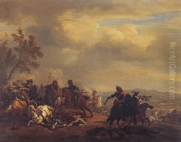 A Military Skirmish by Jan van Huchtenburg