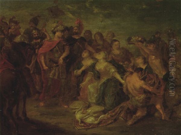 The Family Of Darius Before Alexander Oil Painting by Jan van Huchtenburg