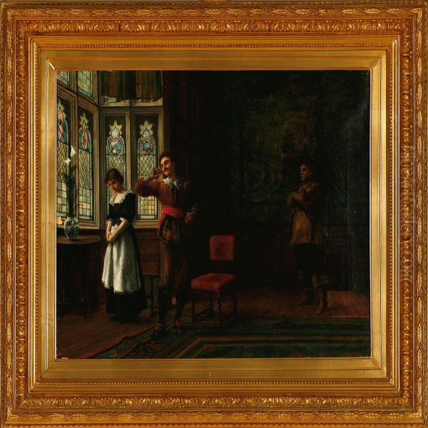 A Noble Man Discovers His Son Flirting With The Maid Oil Painting by Francis James Barraud