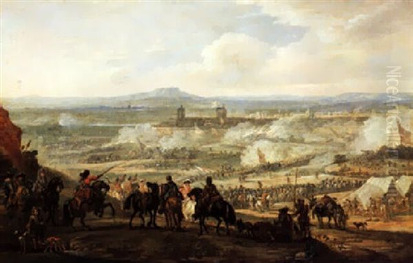 Reiterschlact Vor Einer Befestigten Stadt Oil Painting by Jan van Huchtenburg