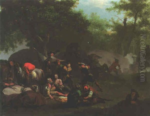 An Ambush In A Clearing by Jan van Huchtenburg