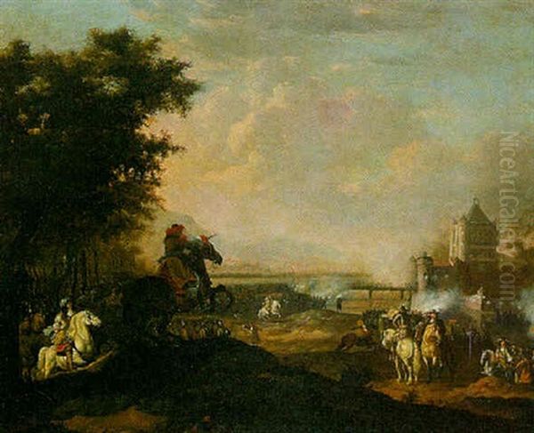 L'assaut De La Forteresse Oil Painting by Jan van Huchtenburg