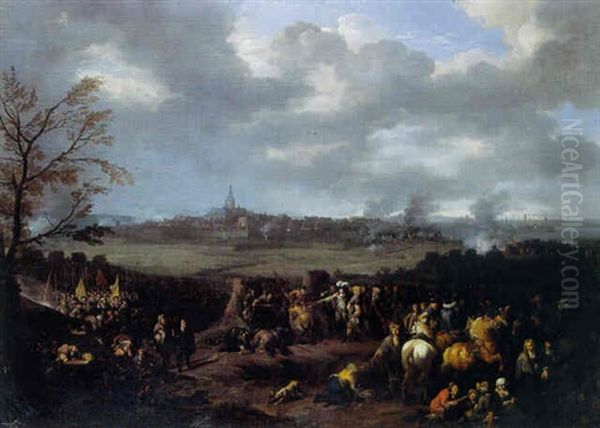 Le Siege D'une Ville Par Guillaume Iii Oil Painting by Jan van Huchtenburg