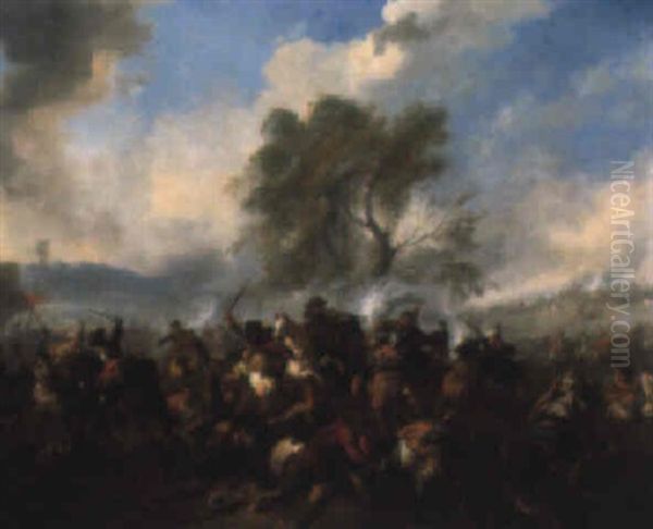 The Battle At Kahlenberg, 1683 Oil Painting by Jan van Huchtenburg