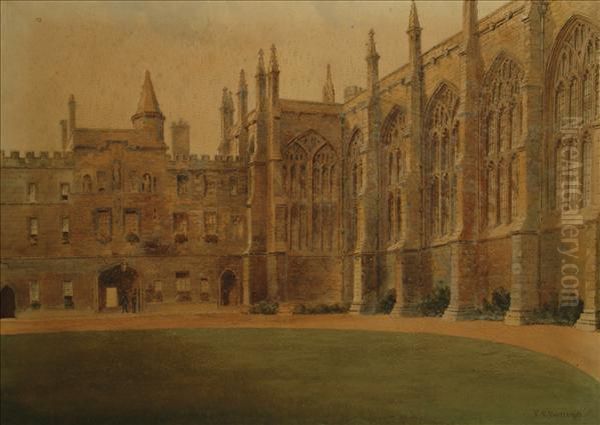 Cathedral Courtyard Oil Painting by Francis Philip Barraud