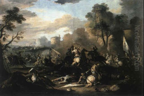 Battaglia Di Cavalleria Oil Painting by Jan van Huchtenburg