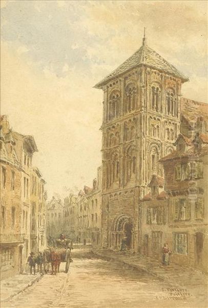 Cathedralof St. Pierre, Poitiers; Convent Gate, Tours A Pair Oil Painting by Francis Philip Barraud