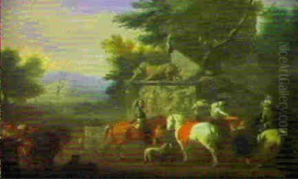 Cavalieri In Un Paesaggio Italiano Oil Painting by Jan van Huchtenburg