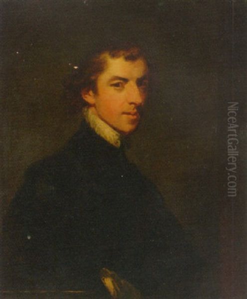 Portrait Of The Artist In A Black Coat And White Ruff Oil Painting by George (Rev.) Huddesford