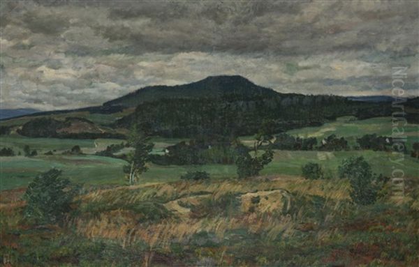 A View Of Mount Ostas Near Teplice Nad Metuji Oil Painting by Antonin Hudecek