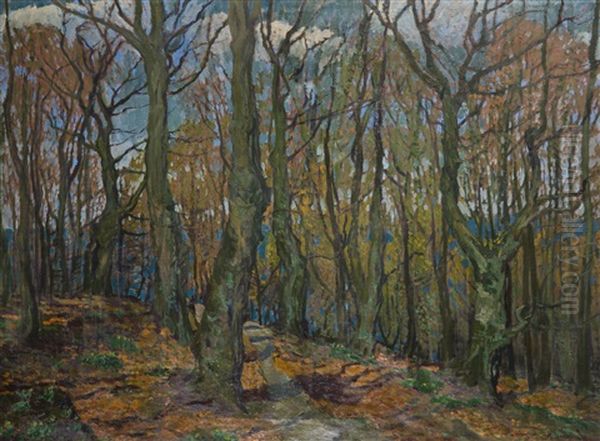 Autumn Forest Oil Painting by Antonin Hudecek