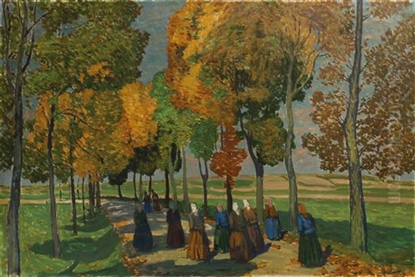 Weg Durch Eine Herbstliche Allee Oil Painting by Antonin Hudecek