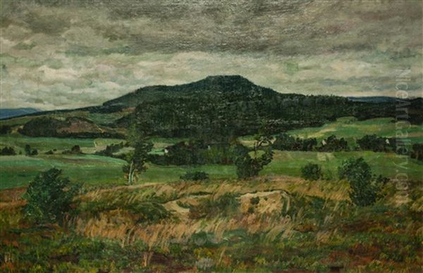 Blick Auf Den Ostaschberg Bei Weckelsdorf (teplice Nad Metuji) Oil Painting by Antonin Hudecek