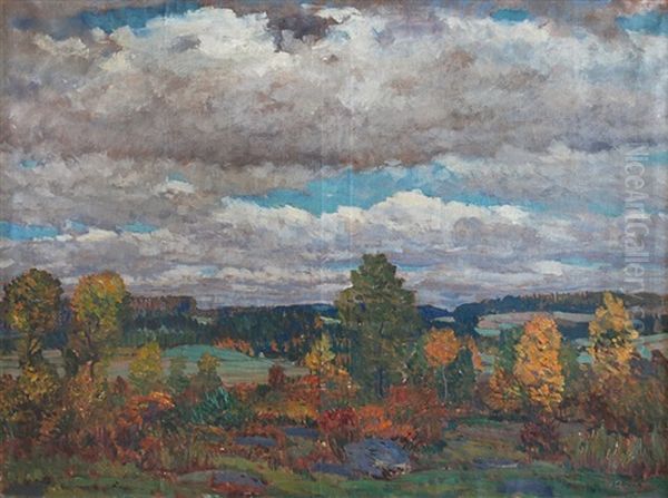 The Landscape In The Indian Summer Oil Painting by Antonin Hudecek