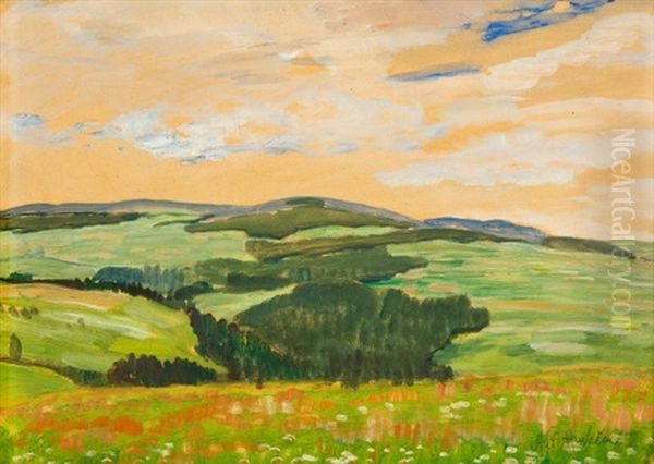 Krajina Z Rychnovska Oil Painting by Antonin Hudecek