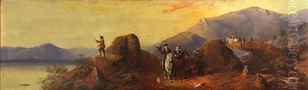 A Sporting Scene In The Highlands Oil Painting by Henry Barraud