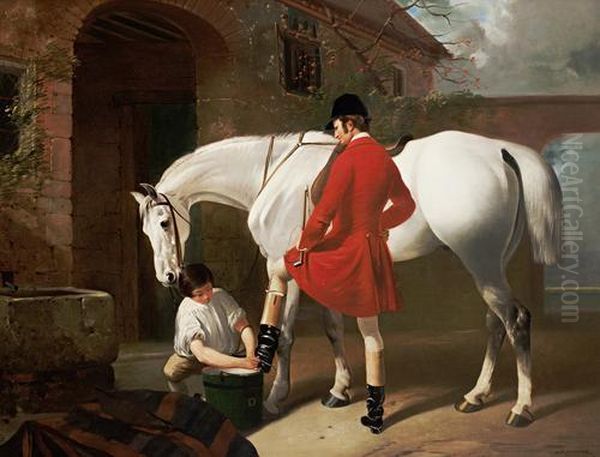 Master And His Groom Oil Painting by Henry Barraud