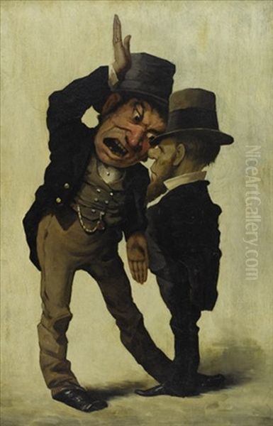 A Political Debate Between Two Irishmen (the Democratic Mold Illus.) Oil Painting by William Hudson Jr.