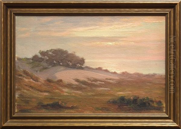 Sunset Over Field Oil Painting by Charles Bradford Hudson