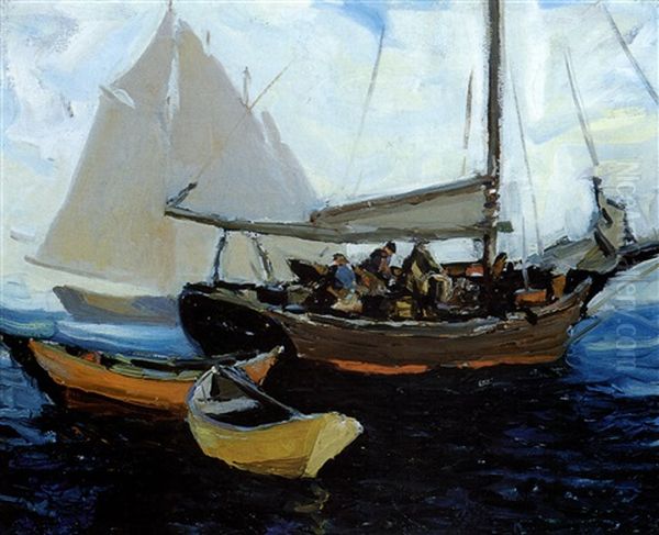 Monhegan Fishermen Oil Painting by Eric Hudson