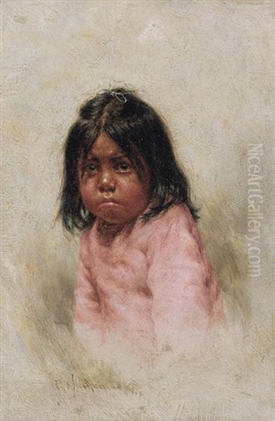 Untitled (head, Little Upper Lake Girl) Oil Painting by Grace Carpenter Hudson