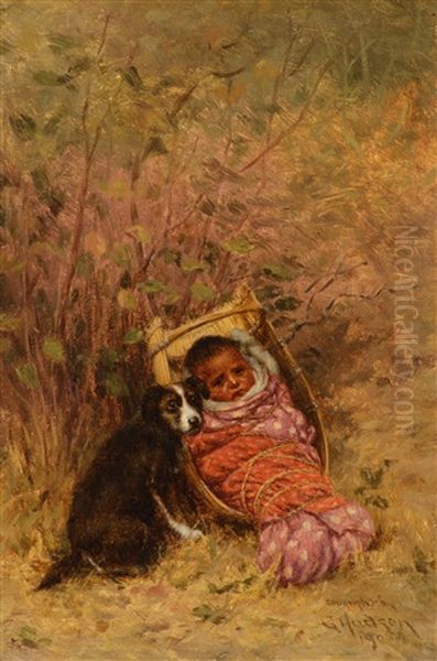 Rosa's Basket Baby In A Quilt Oil Painting by Grace Carpenter Hudson