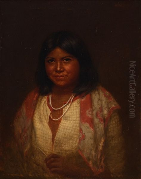 Portrait Of A Pomo Matron [or] A Young Woman Oil Painting by Grace Carpenter Hudson