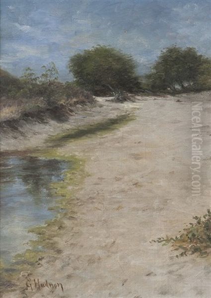 Russian River Scene On Sand Bar #1w Oil Painting by Grace Carpenter Hudson