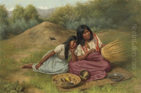 Help On The Dow Oil Painting by Grace Carpenter Hudson