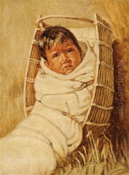 Annie - White Blanket Oil Painting by Grace Carpenter Hudson