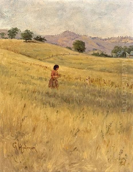 Woman In A Meadow (+ Young Woman In A Field, Smaller; 2 Works) Oil Painting by Grace Carpenter Hudson