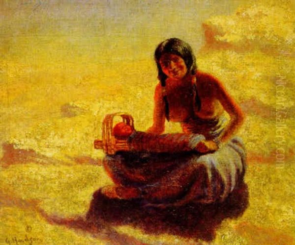 Native Mother And Her Child Oil Painting by Grace Carpenter Hudson