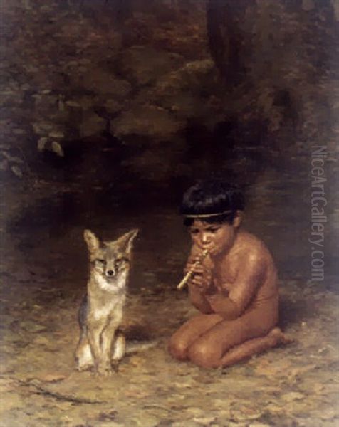 Boy With Fox Oil Painting by Grace Carpenter Hudson