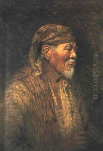 Portrait Of A Pomo Chief Oil Painting by Grace Carpenter Hudson