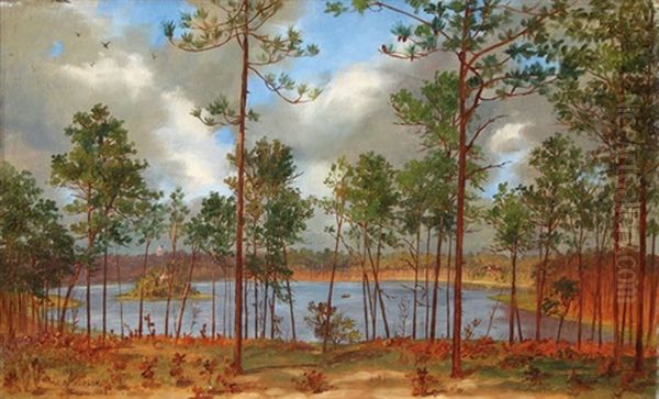 Lakeside Forest Oil Painting by John Bradley Hudson