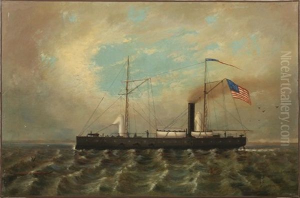 American Civil War Gunboat Oil Painting by John Bradley Hudson