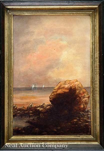 Rocky Beach Oil Painting by Samuel Adams Hudson