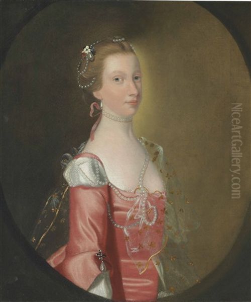 Portrait Of A Lady, Traditionally Identified As Mary Barrett, Half-length Oil Painting by Thomas Hudson