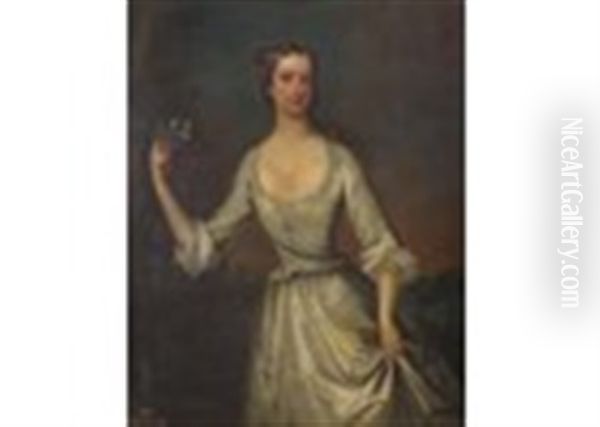 Portrait Of Henrietta (called Harriet) Pelham-holles (nee Godolphin), Wife Of Thomas Pelham-holles 1st Duke Of Newcastle-upon-tyne (d.1776) Oil Painting by Thomas Hudson